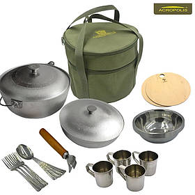 Набір для пікніка Acropolis СДП-3 (туристична сумка з набором посуду на 4 особи), Набір посуду в сумці