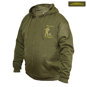 Худі з капюшоном для чоловіків Олива Acropolis ОХРш-1 Чоловіча рибальська кофта на блискавці з капюшоном та кишенями