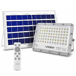 LED прожектор вуличний акумуляторна із сонячною панеллю VIDEX 1000LM 5000K 3.2V Сірий