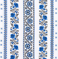 Полотенце вафельное набивное "Украинский орнамент" 45х45 -- белый, синий