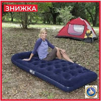 Одноместный надувной матрас для сна с встроенным ножным насосом и подушкой 188х99 см Bestway бытовой из ПВХ