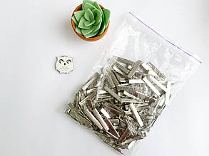 Заколка-крокодил (заготовка) пряма срібна, 3,2см (упаковка 100шт.)