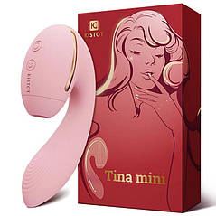 Вакуумний вібратор Kistoy Tina Mini Pink, вагінально-кліторальний, фото 2