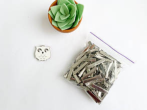 Заколка-крокодил (заготовка) пряма срібна, 4,1см (упаковка 100шт.)