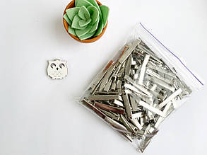 Заколка-крокодил (заготовка) пряма срібна, 4,6см (упаковка 100шт.)