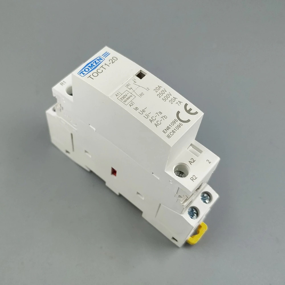 Модульний контактор Tomzn 25А 1NO 1NC 220V на Din-рейку. Реле напруги. Нормально Відкритий і Нормально Закритий контакти