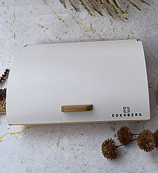 Хлібниця з дерев’яною основою і металевою кришкою Edenberg EB-122 Біла