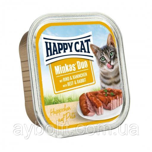 Консервы Happy Cat Duo Rind&Kaninchen для кошек, паштет в соусе с говядиной и кроликом, 100 г