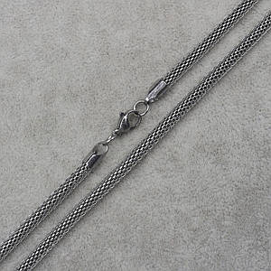 Мужская серебристая цепь сколоченное в круг из медицинской стали от Stainless Steel длина 60 см ширина 4 мм