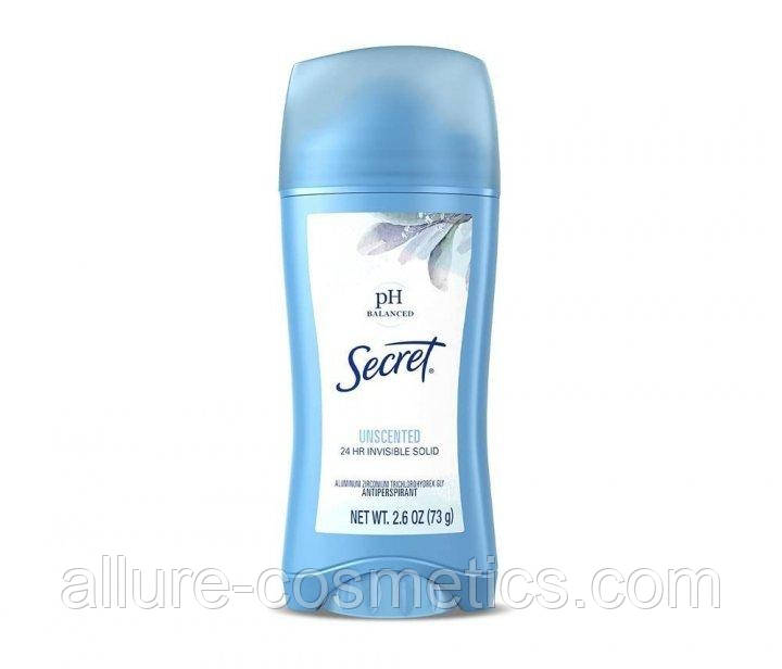 Твердий дезодорант Без запаху Secret Invisible Solid Antiperspirant Deodorant Ph Balanced Unscented 73 гр, фото 1