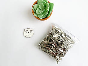 Заколка-крокодил (заготовка) зігнута срібна, 3,5см (упаковка 100шт.)