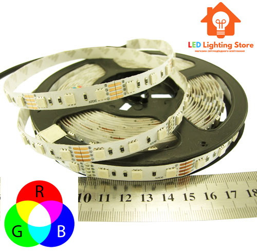 Світлодіодна стрічка RGB RISHANG, smd5050, 12V, 60 led/m, 12.9W, IP20, RN0060AQ (7601), фото 1