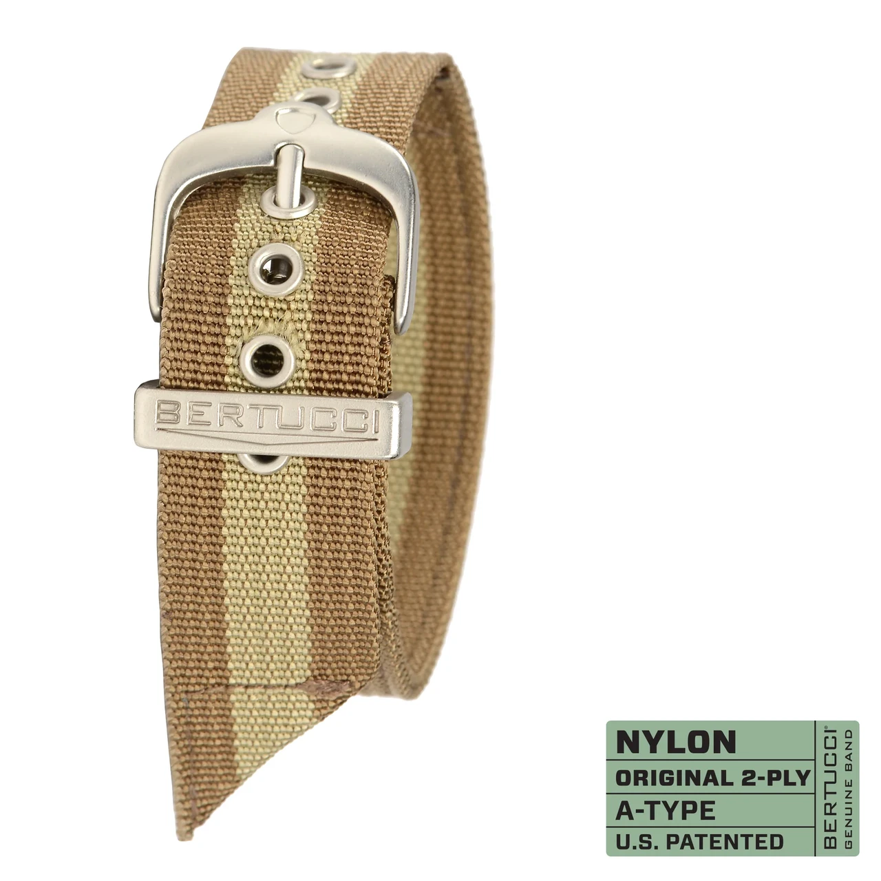 Ремінець нейлоновий bertucci #62 - Dark Khaki w/ Khaki stripe, 7/8" - 22 mm size for A-2, A-3, A-6 & B-1 Cases Original MSRP, фото 1