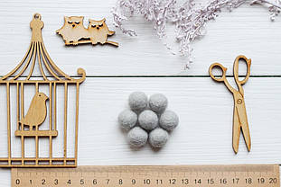 Вовняні кульки 1,5см №3 світло-сірі