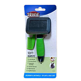 Пуходерка для гризунів пластикова із м’якою металевою щетиною та гребінцем 7×13 см Trixie