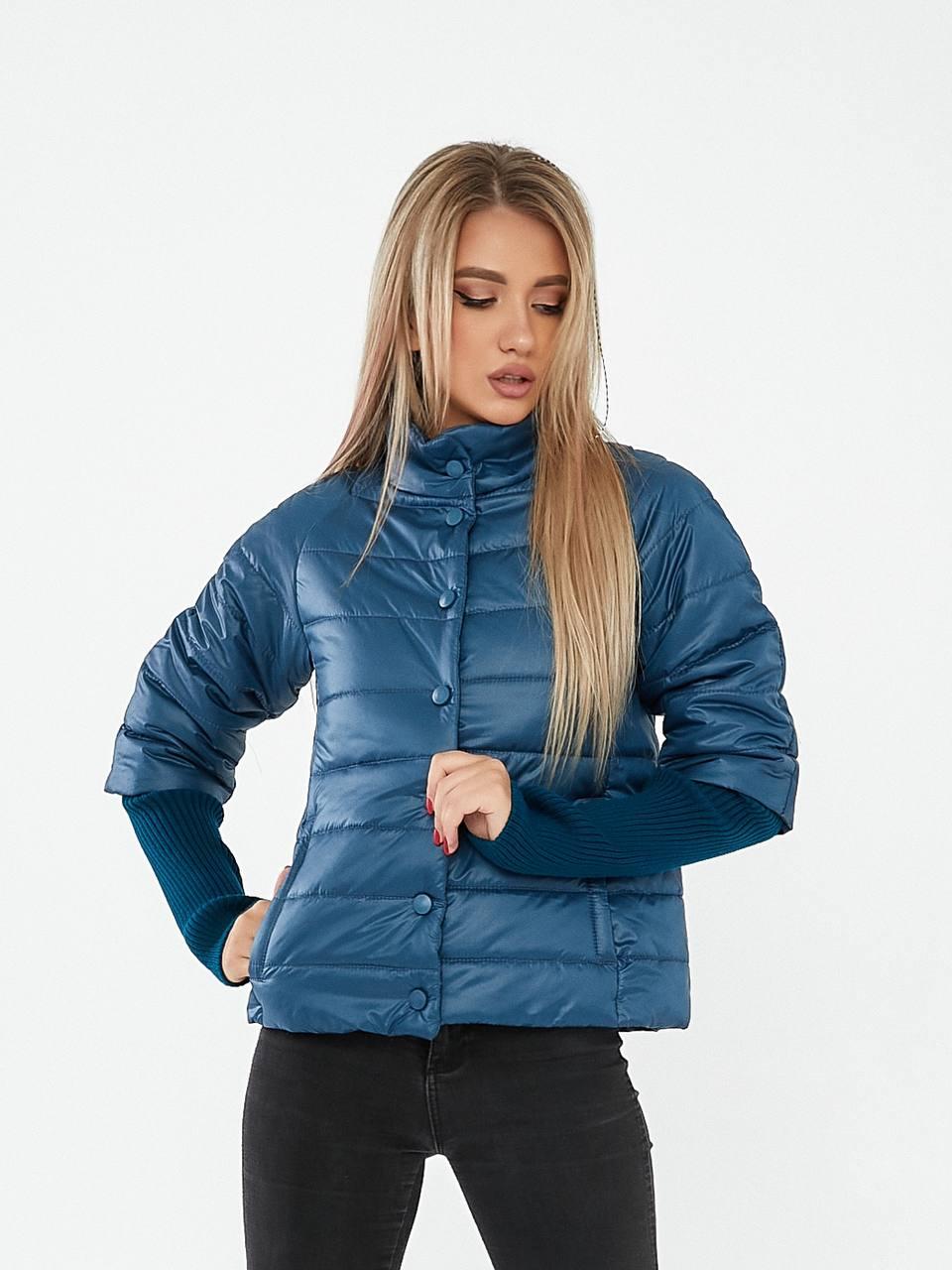 Демісезонна куртка зі зйомним рукавом, артикул 205, колір аквамарин, фото 1