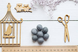 Вовняні кульки 1,5см №6 темно-сірі