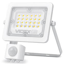 LED ліхтар прожектор вуличний з датчиком руху та освітлення VIDEX F2e 20W 5000K Сірий