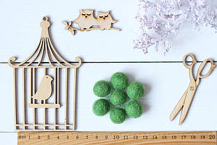 Вовняні кульки 1,5см №12 світло-зелені