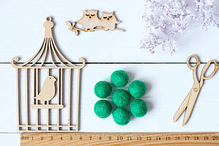 Вовняні кульки 1,5см №15 зелені