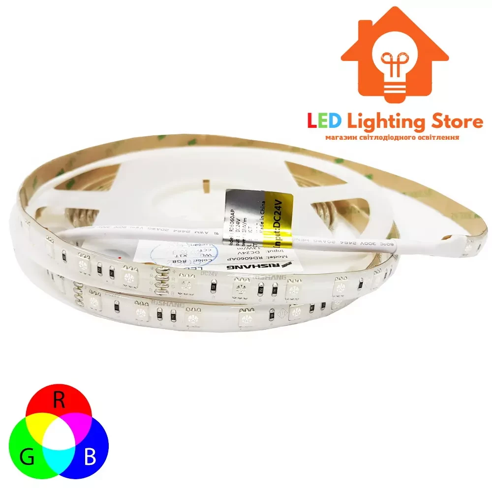 Світлодіодна стрічка RGB RISHANG, smd5050, 24V, 60 led/m, 12.9W, IP65, RD6060AP (10539)
