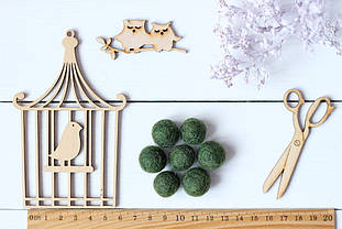 Вовняні кульки 1,5см №16 болотно-зелені