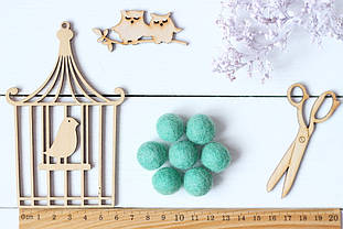 Вовняні кульки 1,5см №17 темно-м'ятні