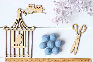 Вовняні кульки 1,5см №22 помірно-сині