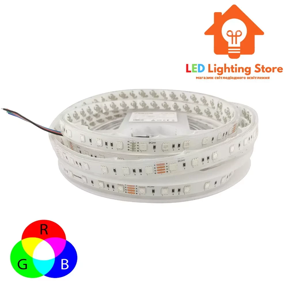 Світлодіодна стрічка RGB RISHANG, smd5050, 24V, 60 led/m, 12.9W, IP67, RN3260AP (14536), фото 1