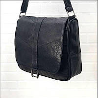 Шикарная стильная женская сумка кросс-боди из натуральной кожи черная с регулируемым плечевым ремнем