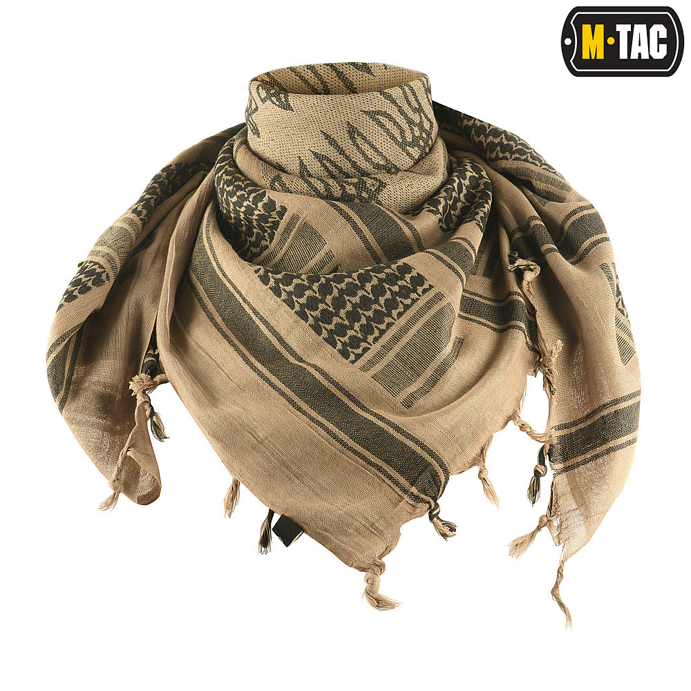 Тактична арафатка всу шарф шемаг бавовняний з тризубом M-Tac, чоловічий платок на шию куфія Coyote/black, унісекс, всесезонний, фото 1