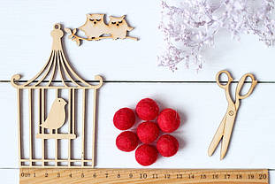 Вовняні кульки 1,5см №36 червоні