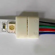Конектор Biom для LED стрічки 12В 10мм 2 затискача через провід 4pin (RGB) 15см №9 566, фото 3