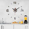 Настінний годинник на кухню з дзеркальним 3D-ефектом "Coffee MEGA" від 65 до 85 см — настінний 3D-годинник стикери, фото 5