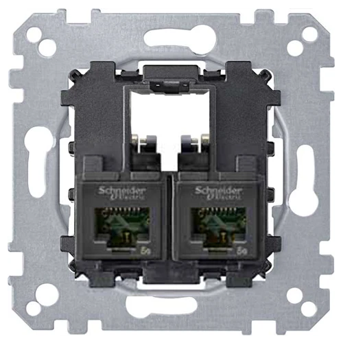 Механізм комп'ютерної розетки 2xRJ45 кат. 5е, UTP Merten MTN4575-0002