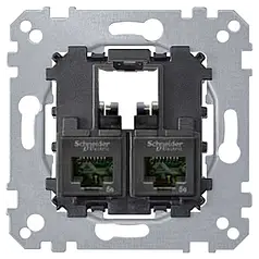 Механізм комп'ютерної розетки 2xRJ45 кат. 5е, UTP Merten MTN4575-0002