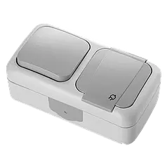 Вимикач зовнішній та розетка із заземленням Viko Palmiye Сірий (90555581)