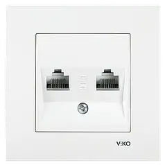Розетка комп'ютерна подвійна (2x RJ-45) Viko Karre біла (90960034)