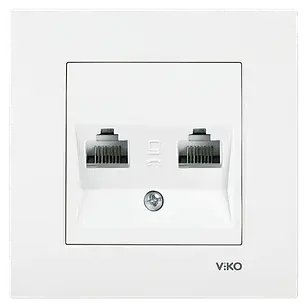 Розетка комп'ютерна подвійна (2x RJ-45) Viko Karre біла (90960034), фото 2