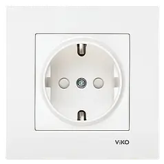 Розетка із заземленням та захисними шторками Viko Karre біла (90960042)