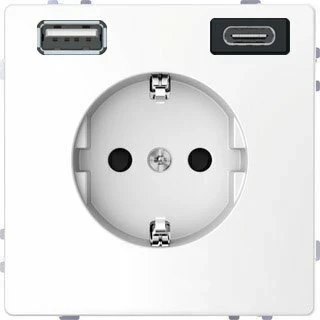 Розетка з/к (16А) та USB A+C (3A) Merten D-Life, Білий лотос MTN2367-6035