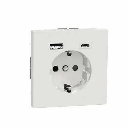 Розетка з/к (16А) та USB A+C (3A) Merten D-Life, Білий лотос MTN2367-6035, фото 2