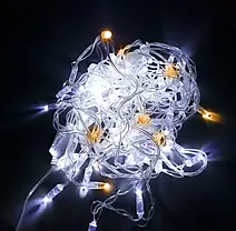 Вулична Led гірлянда Євросвітло STARLIGHT бахрома білий/жовтий Flash 75LED 2х0,7м IP44 прозорий провід, фото 3