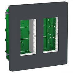 Блок unica system+ скатий монтаж 2х2, Unica New, NU172454, антрацит