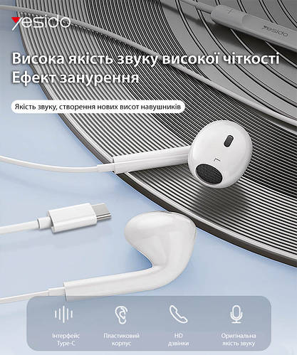 Наушники вкладыши проводные с разъемом Type-C гарнитура с микрофоном ...