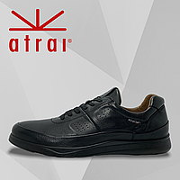 Мужские осенние кроссовки Atrai (Португалия) кожаные черные деми сезон на шнуровке 4804