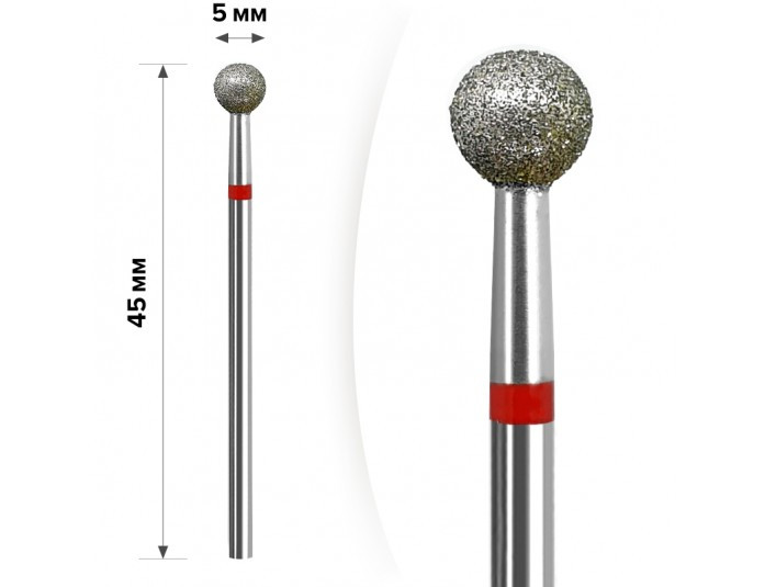 Фреза алмазна MART червона куля діаметр 5 мм, фото 1