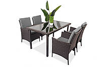 Набор садовой мебели - Just Relax - Big Family 4Plus тёмно-коричневого цвета с Ротангу со стальным каркасом