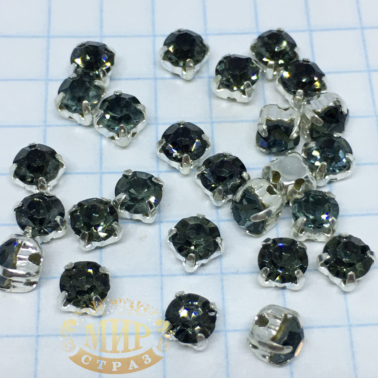 Шатоны Black Diamond в серебряных цапах, размер 4мм*1шт - фото 1 - id-p1671760283