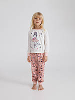 Дитяча піжама для дівчинки підлітка ELLEN рожева з принтом  GPK 0482 /01/01